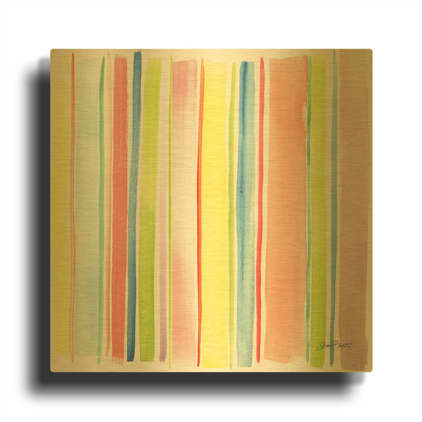 'Retro Watercolor Pattern A' By Jean Plout Gold Metal Wall Art
