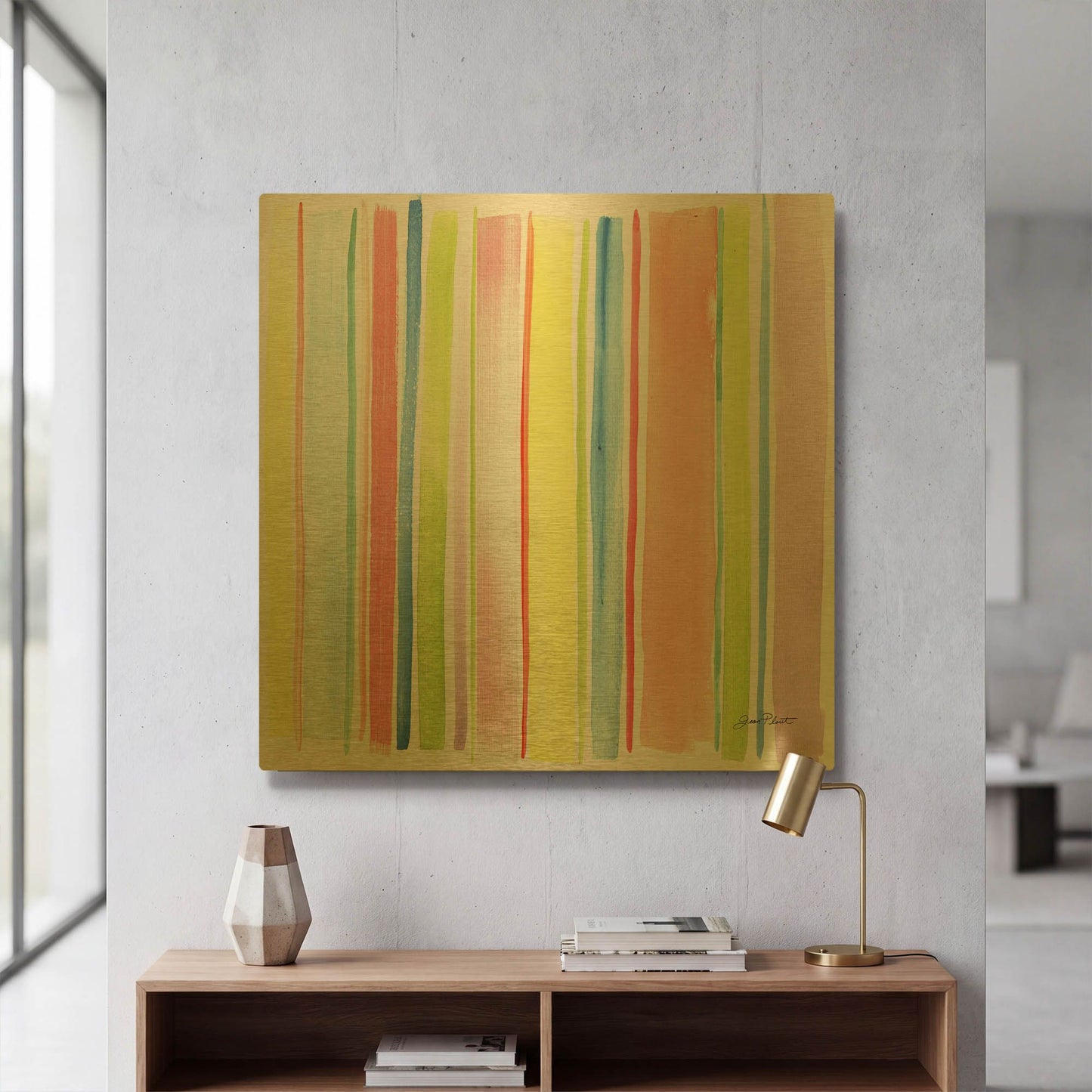 'Retro Watercolor Pattern A' By Jean Plout Gold Metal Wall Art