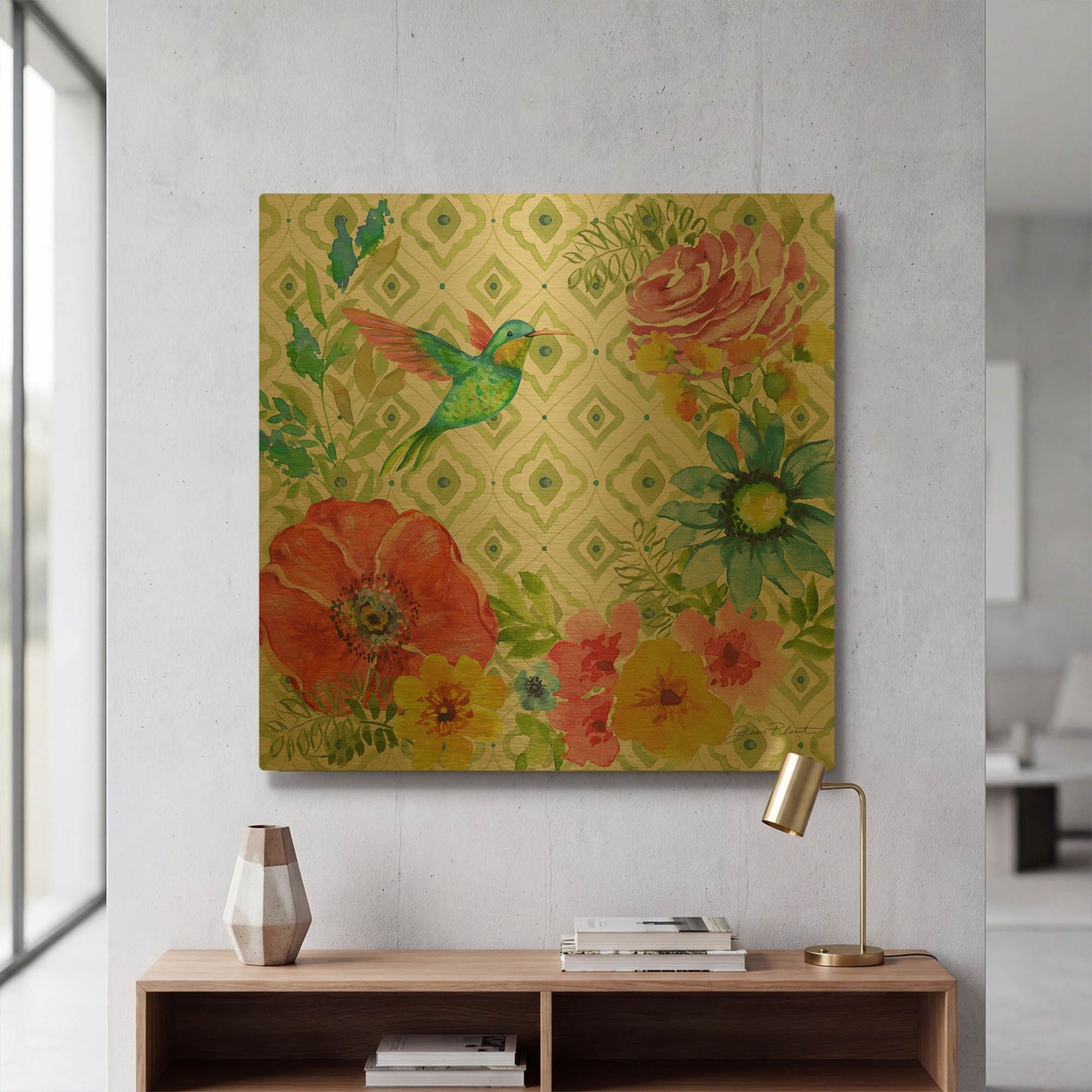 'Riley Mae's Garden' By Jean Plout Gold Metal Wall Art
