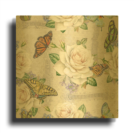 'Rose Garden In Bloom E' By Jean Plout Gold Metal Wall Art