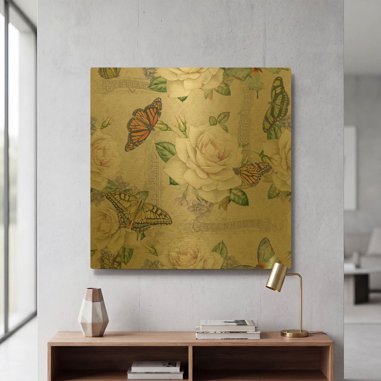 'Rose Garden In Bloom E' By Jean Plout Gold Metal Wall Art