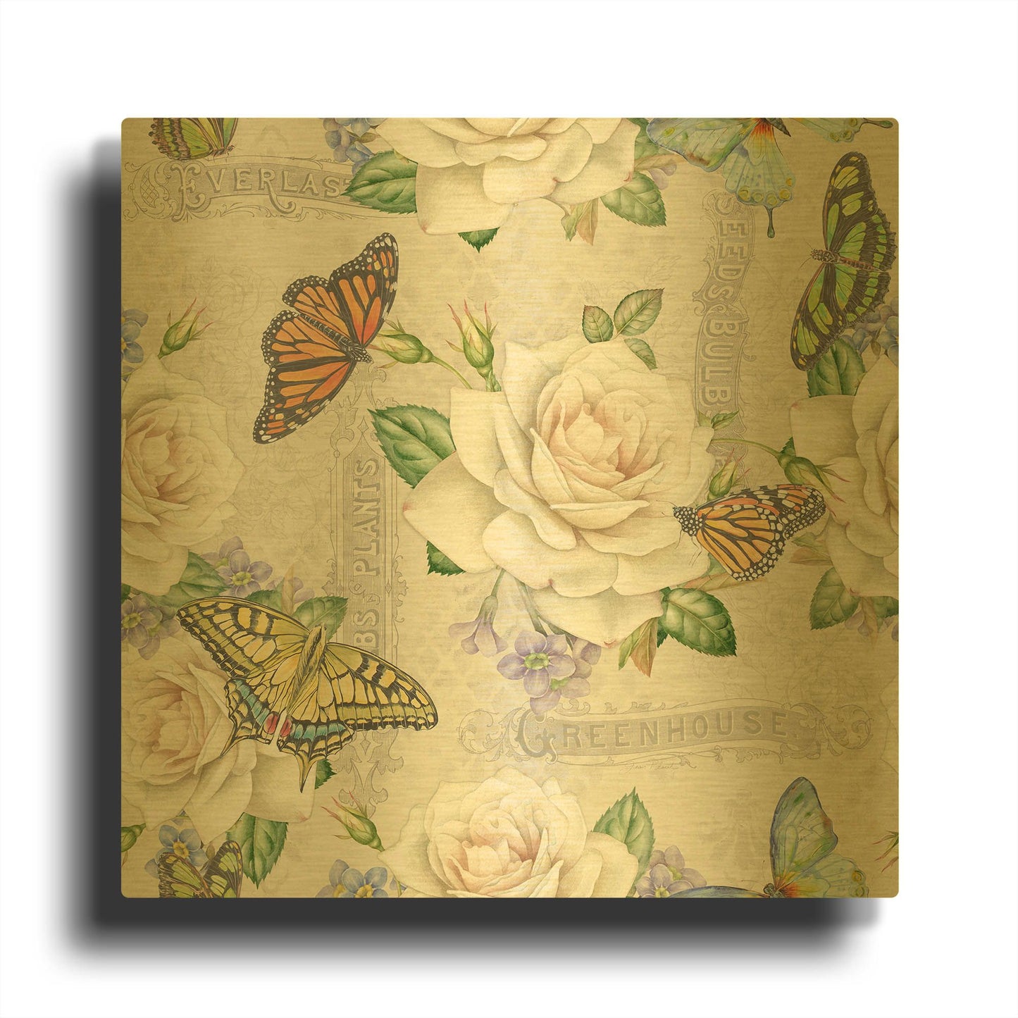 'Rose Garden In Bloom E' By Jean Plout Gold Metal Wall Art