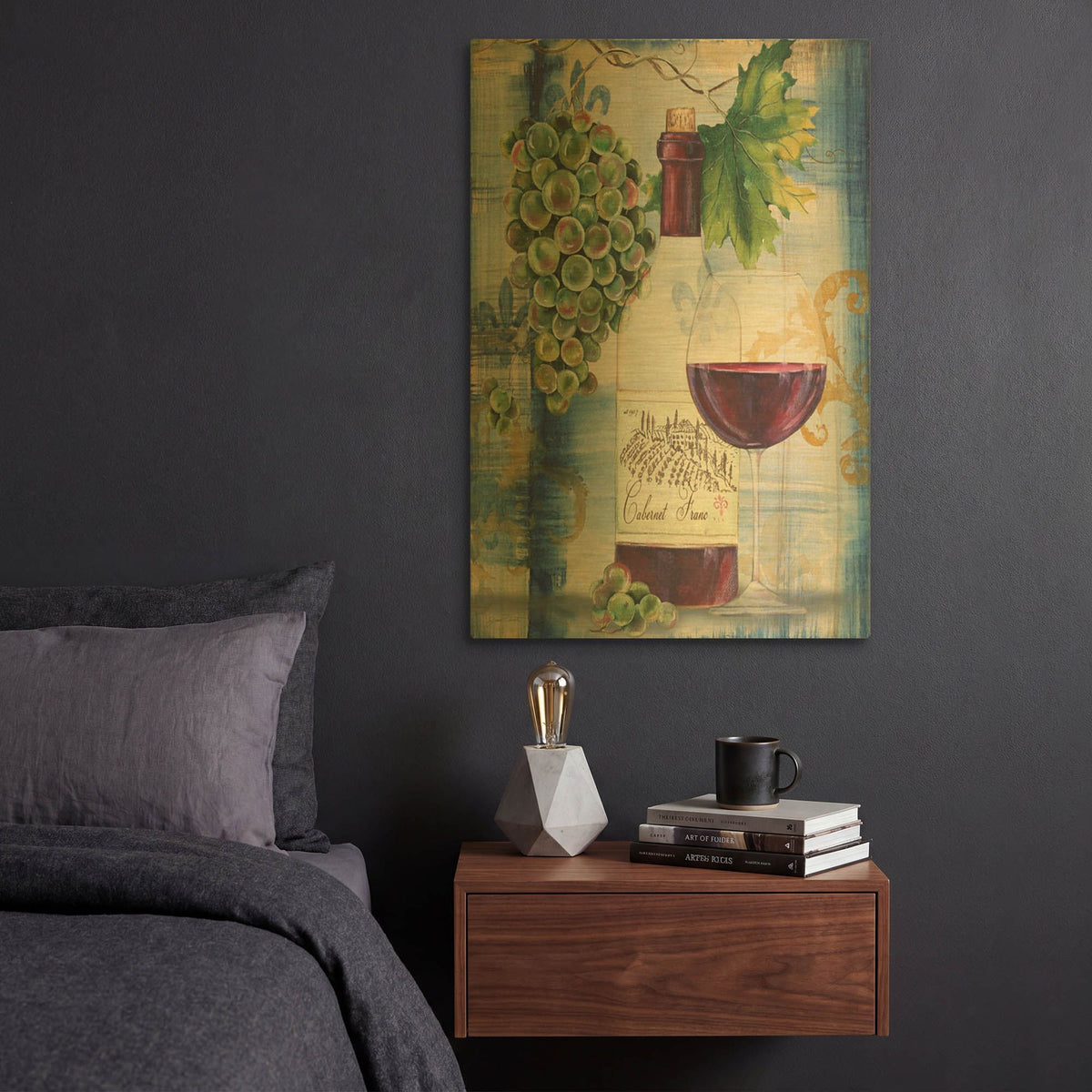 'Royal Wine A' By Jean Plout Gold Metal Wall Art