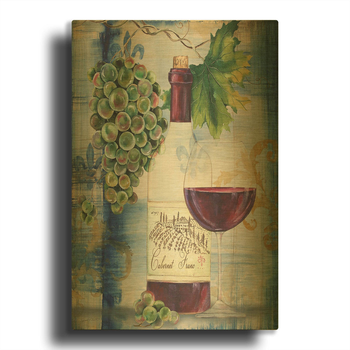'Royal Wine A' By Jean Plout Gold Metal Wall Art
