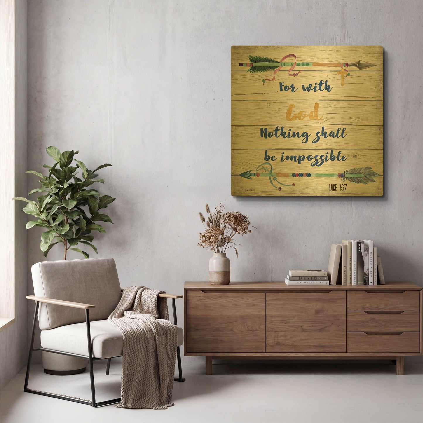 'Rustic Bible Verse B' By Jean Plout Gold Metal Wall Art