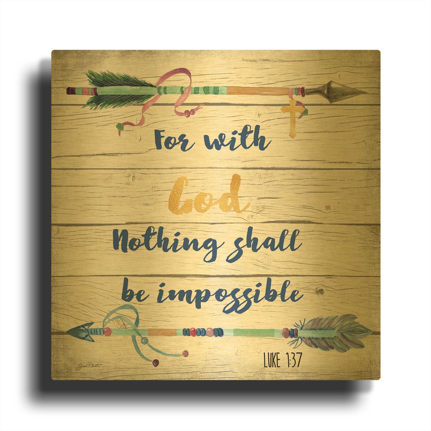 'Rustic Bible Verse B' By Jean Plout Gold Metal Wall Art