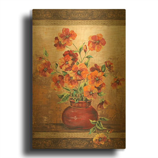 'Rustic Red Poppies' By Jean Plout Gold Metal Wall Art