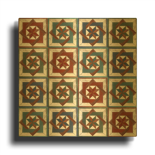 'Rustic Star Wood Barn Quilt F' By Jean Plout Gold Metal Wall Art