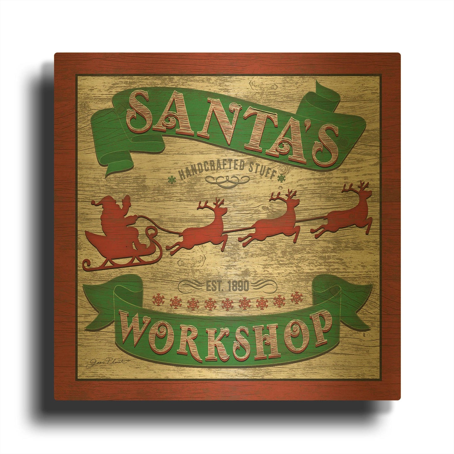 'Santa's Workshop' By Jean Plout Gold Metal Wall Art