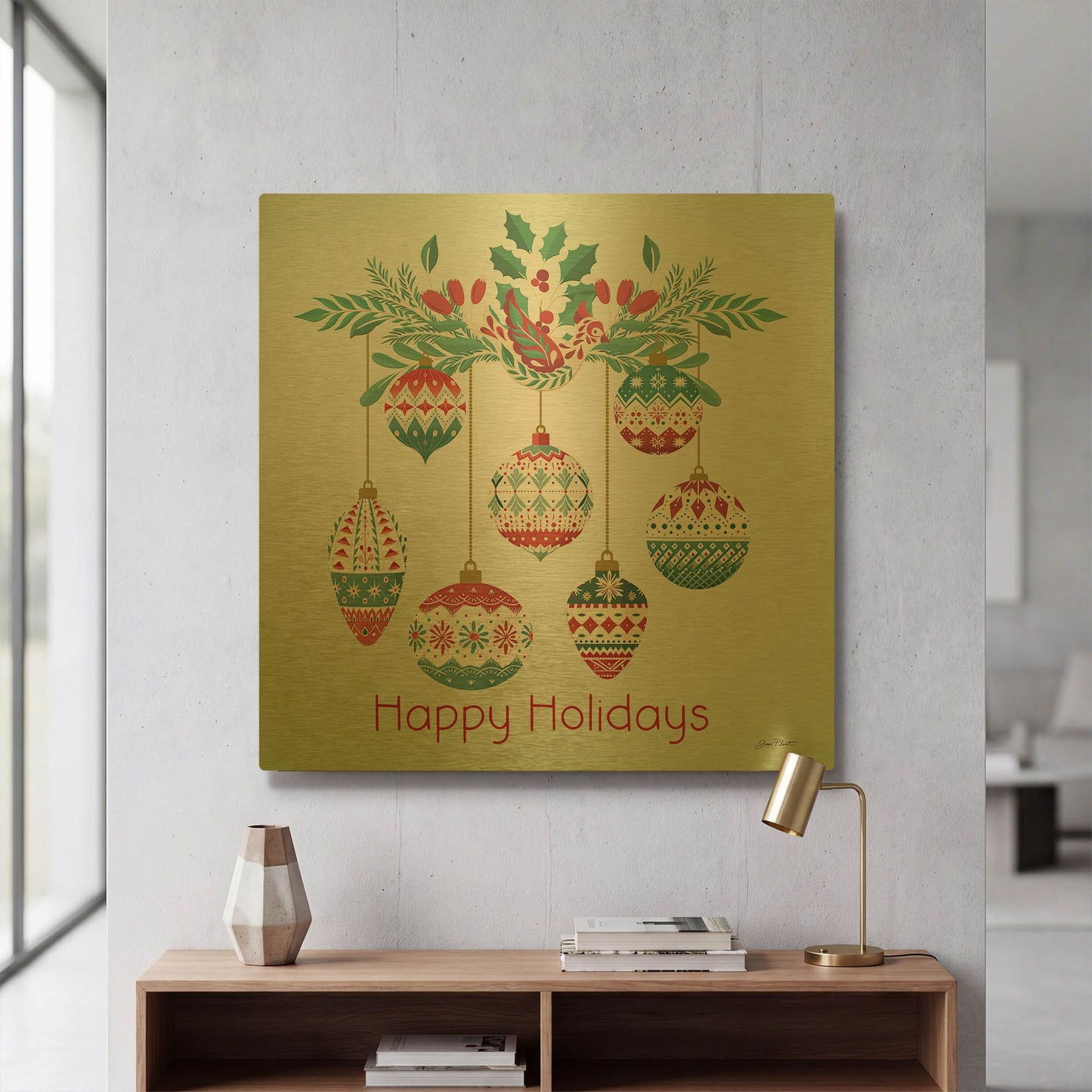 'Scandinavian Ornaments' By Jean Plout Gold Metal Wall Art