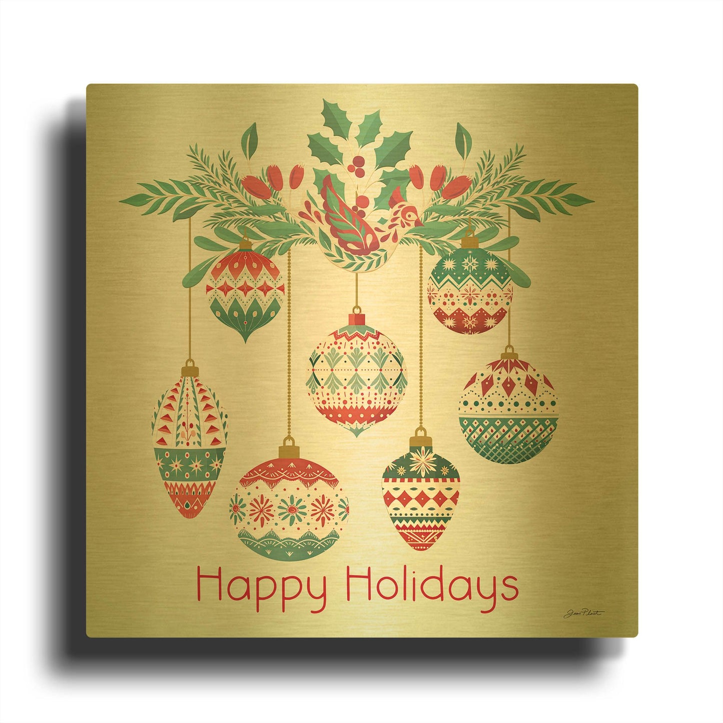 'Scandinavian Ornaments' By Jean Plout Gold Metal Wall Art