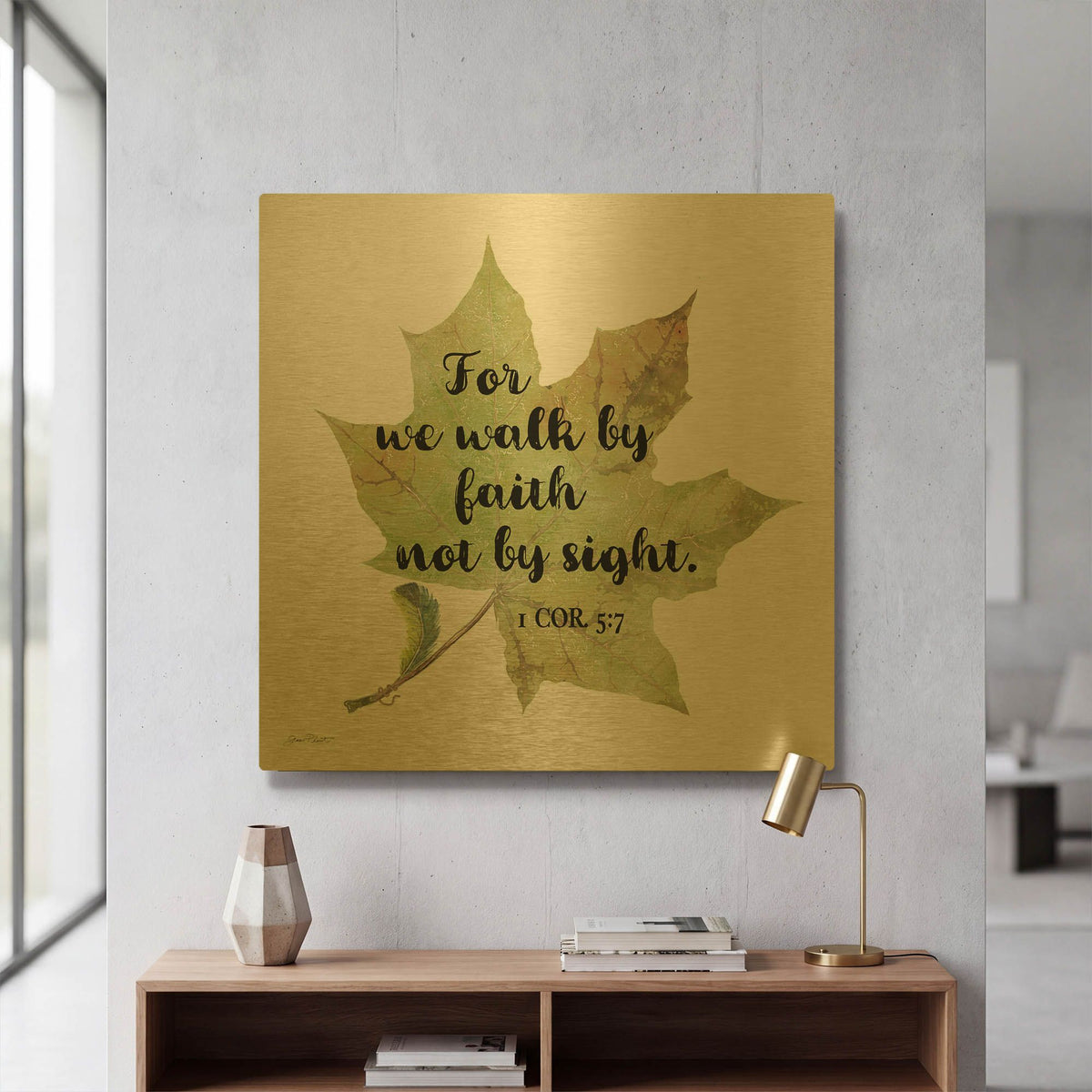 'Scripture Leaf A' By Jean Plout Gold Metal Wall Art