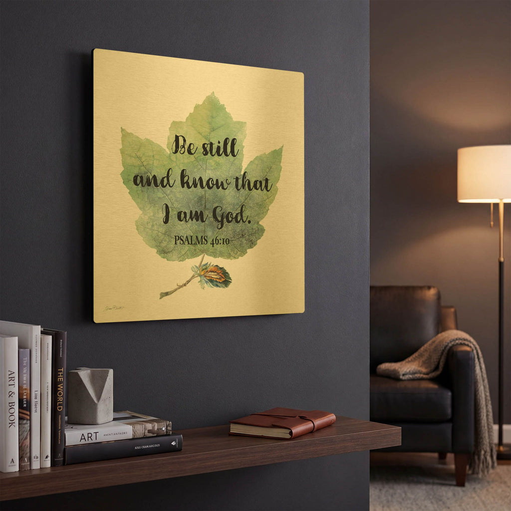 'Scripture Leaf B' By Jean Plout Gold Metal Wall Art