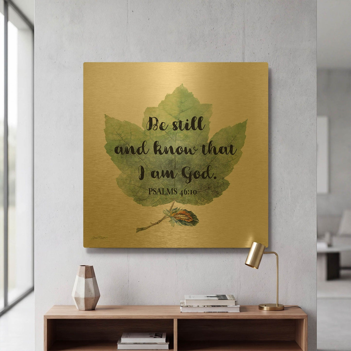 'Scripture Leaf B' By Jean Plout Gold Metal Wall Art