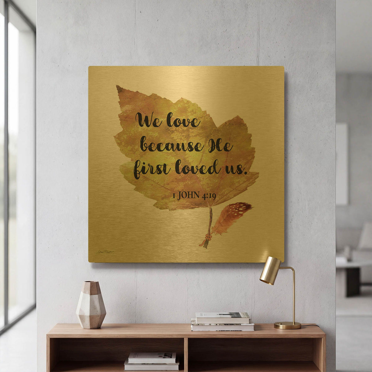 'Scripture Leaf C' By Jean Plout Gold Metal Wall Art