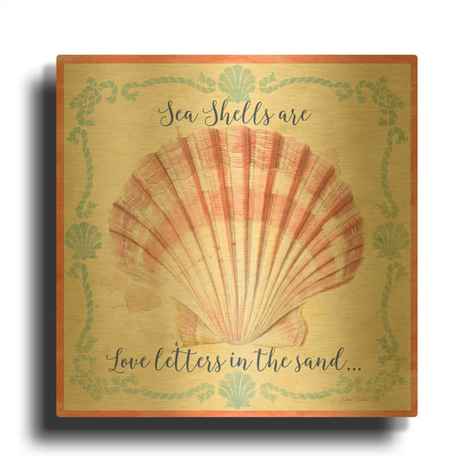 'Sea Shells A' By Jean Plout Gold Metal Wall Art