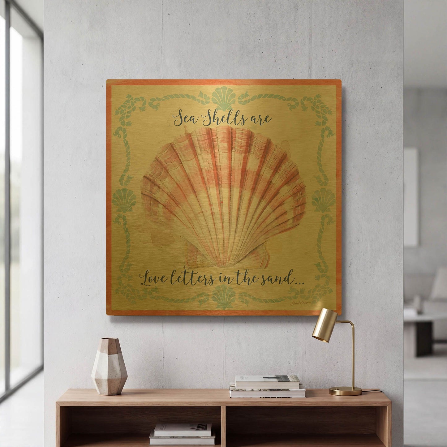 'Sea Shells A' By Jean Plout Gold Metal Wall Art