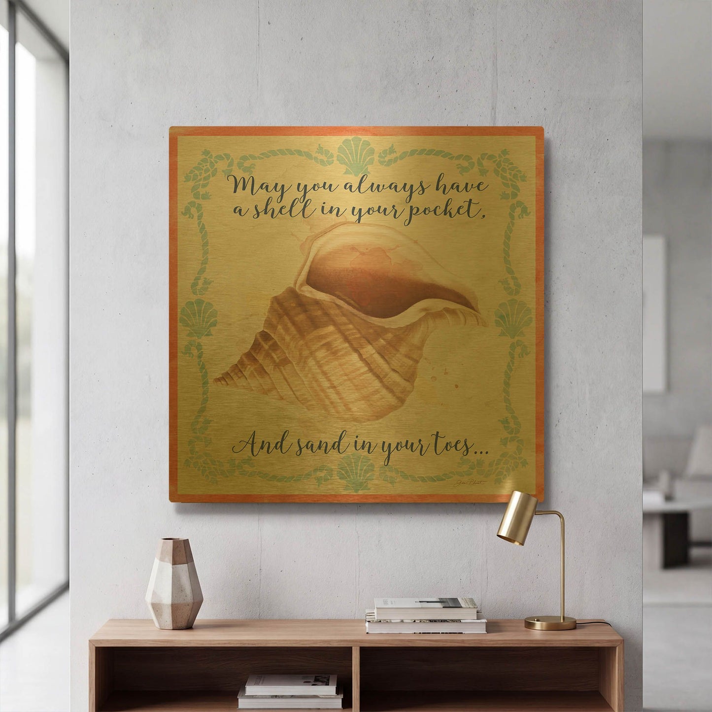 'Sea Shells B' By Jean Plout Gold Metal Wall Art