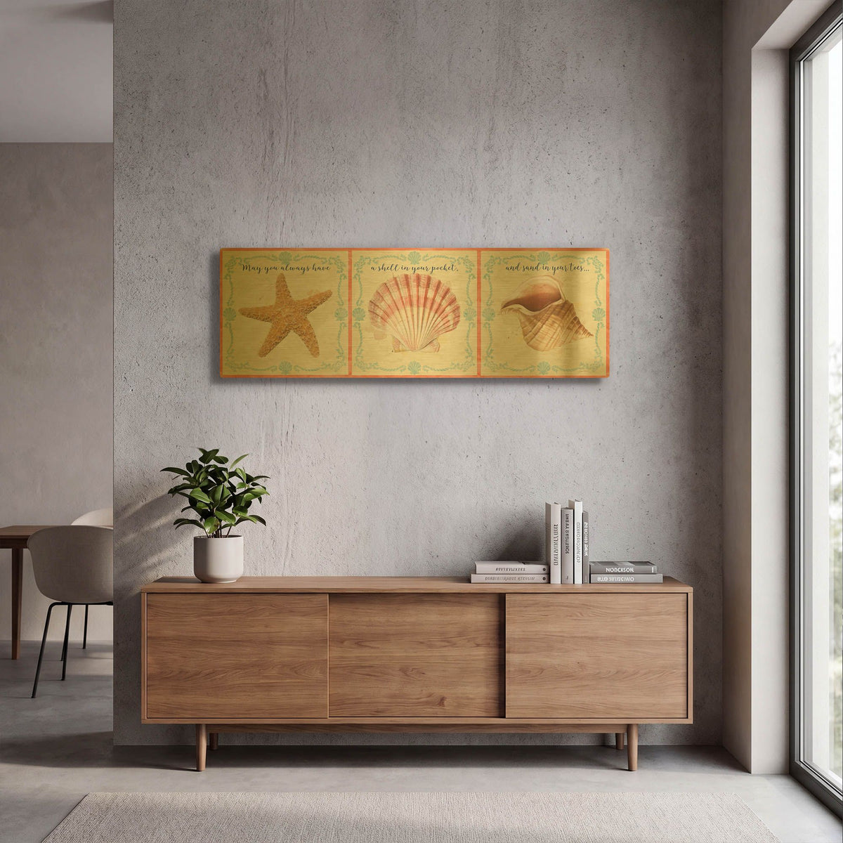 'Sea Shells E' By Jean Plout Gold Metal Wall Art