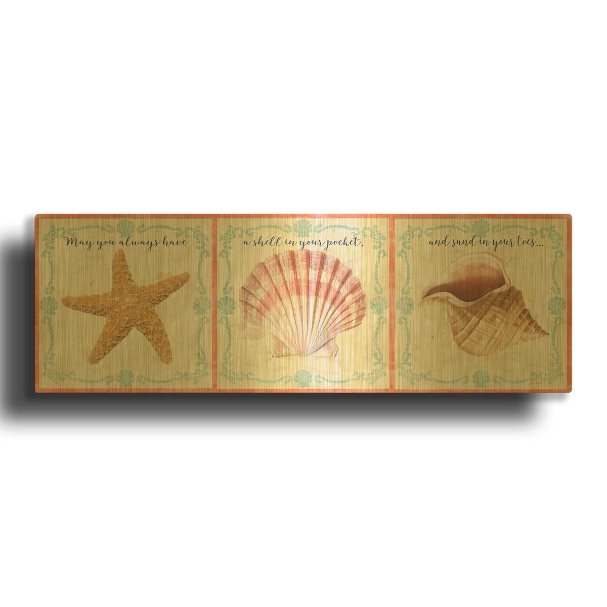 'Sea Shells E' By Jean Plout Gold Metal Wall Art