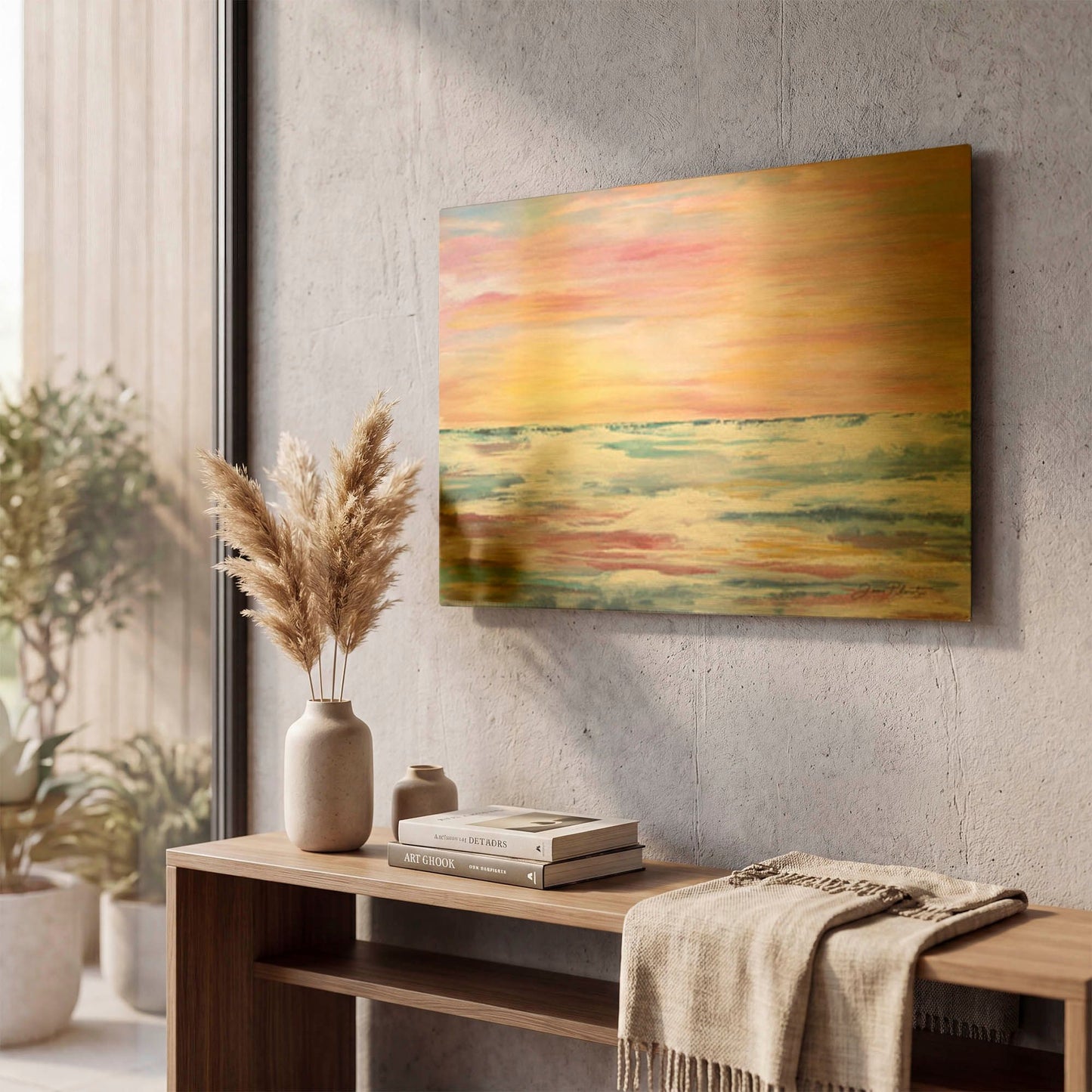 'Seascape Dreams A' By Jean Plout Gold Metal Wall Art