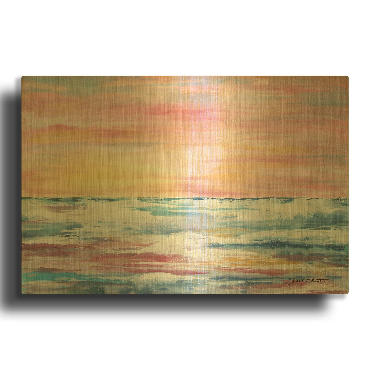 'Seascape Dreams A' By Jean Plout Gold Metal Wall Art
