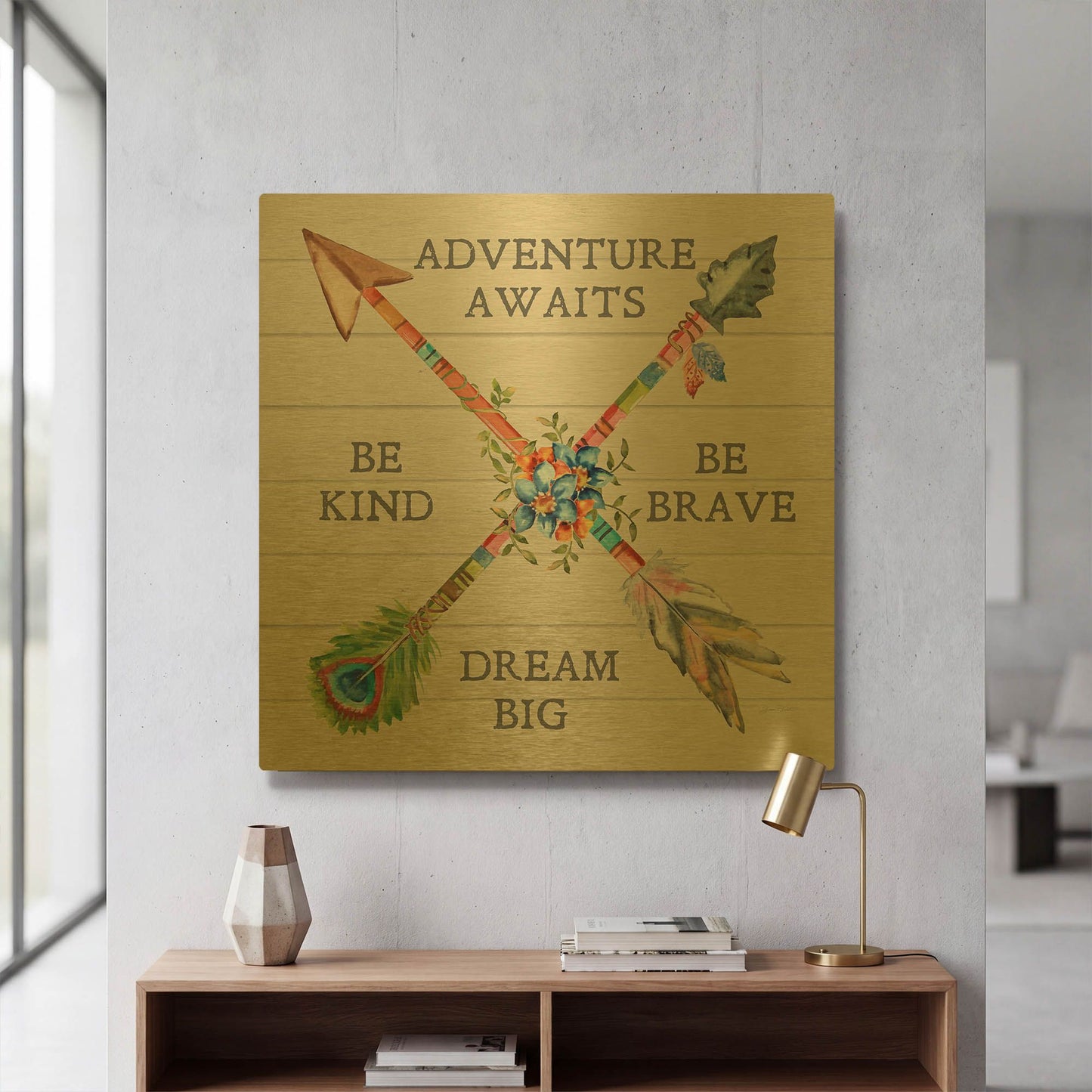 'Sentimental Arrows Adventure' By Jean Plout Gold Metal Wall Art