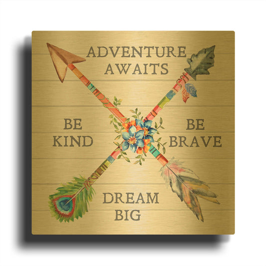 'Sentimental Arrows Adventure' By Jean Plout Gold Metal Wall Art