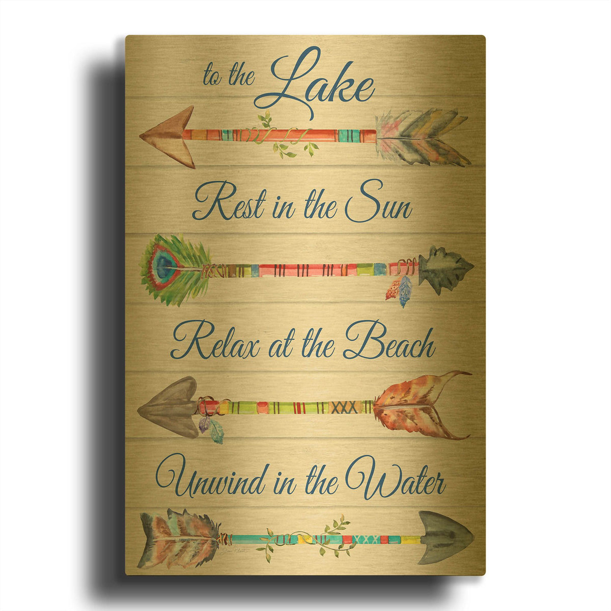 'Sentimental Arrows Lake' By Jean Plout Gold Metal Wall Art