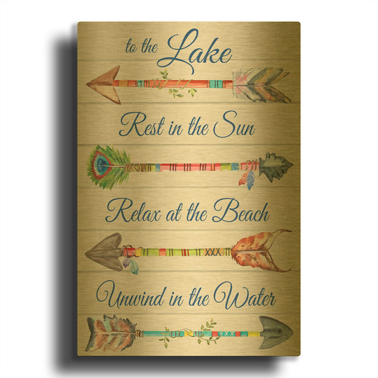'Sentimental Arrows Lake' By Jean Plout Gold Metal Wall Art