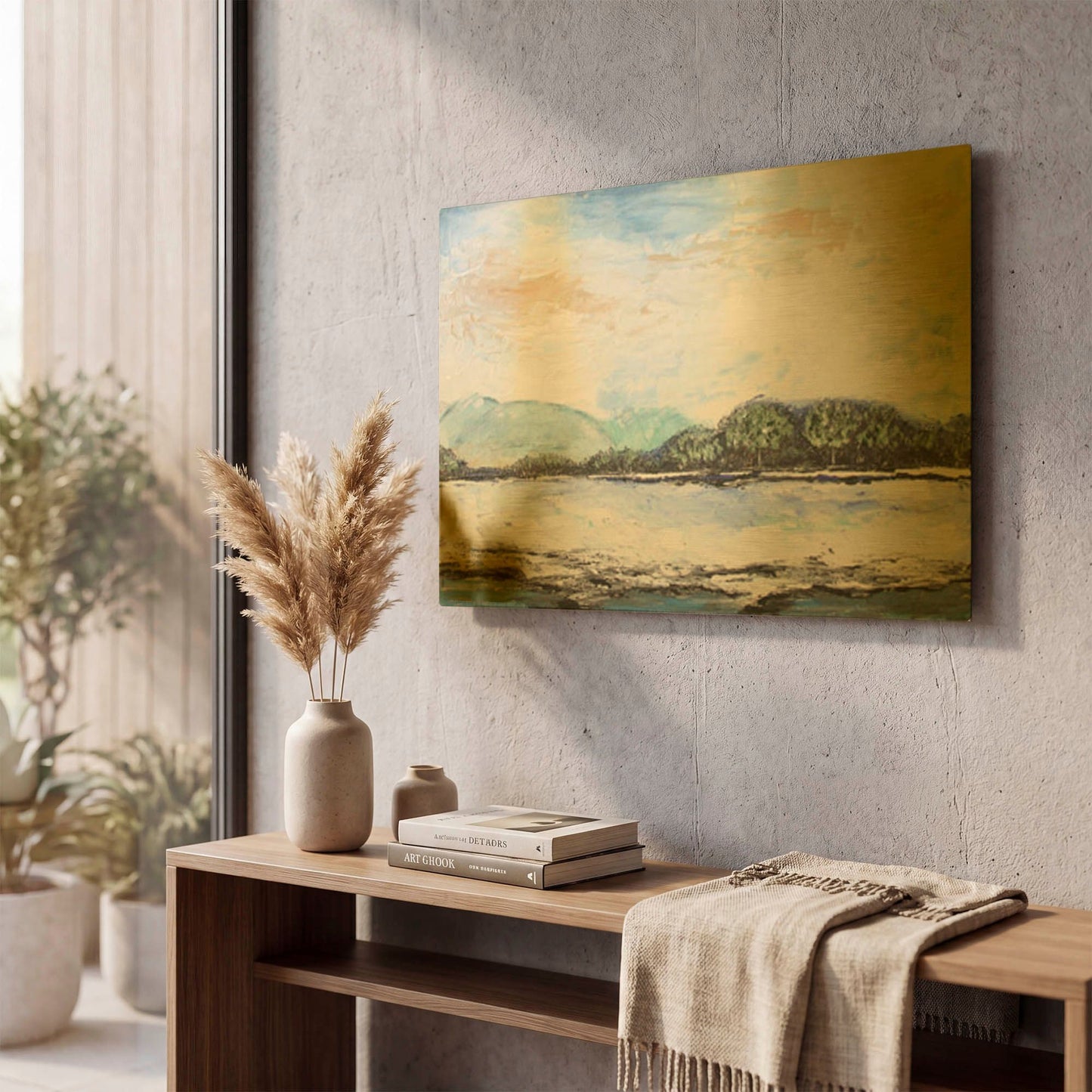 'Serene Landscape' By Jean Plout Gold Metal Wall Art