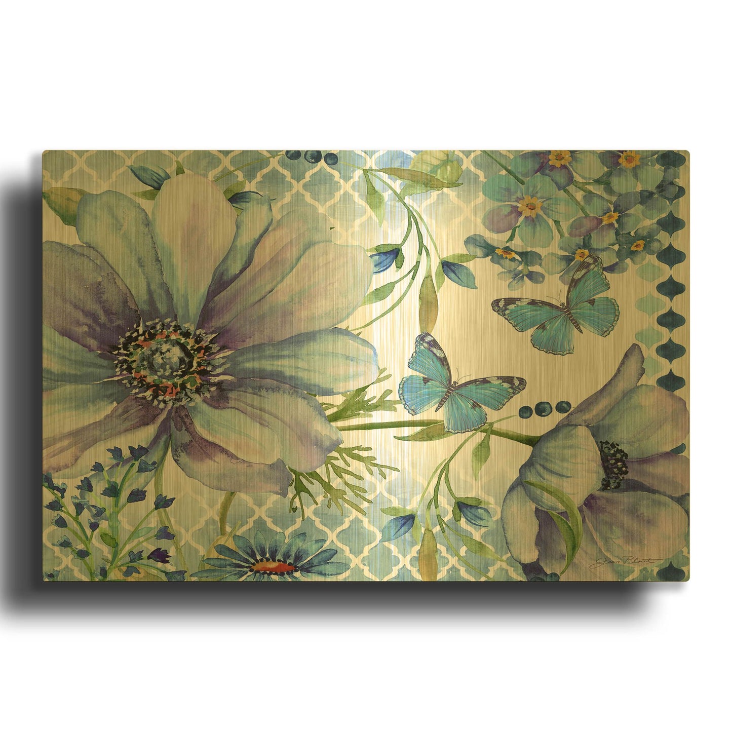 'Sheila'S Lovely Garden 2' By Jean Plout Gold Metal Wall Art
