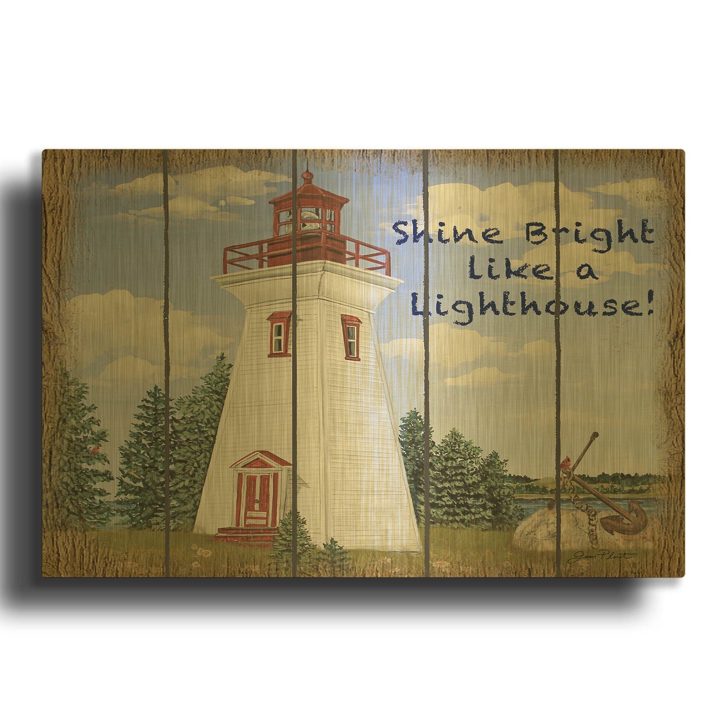 'Shine Bright Lighthouse' By Jean Plout Gold Metal Wall Art