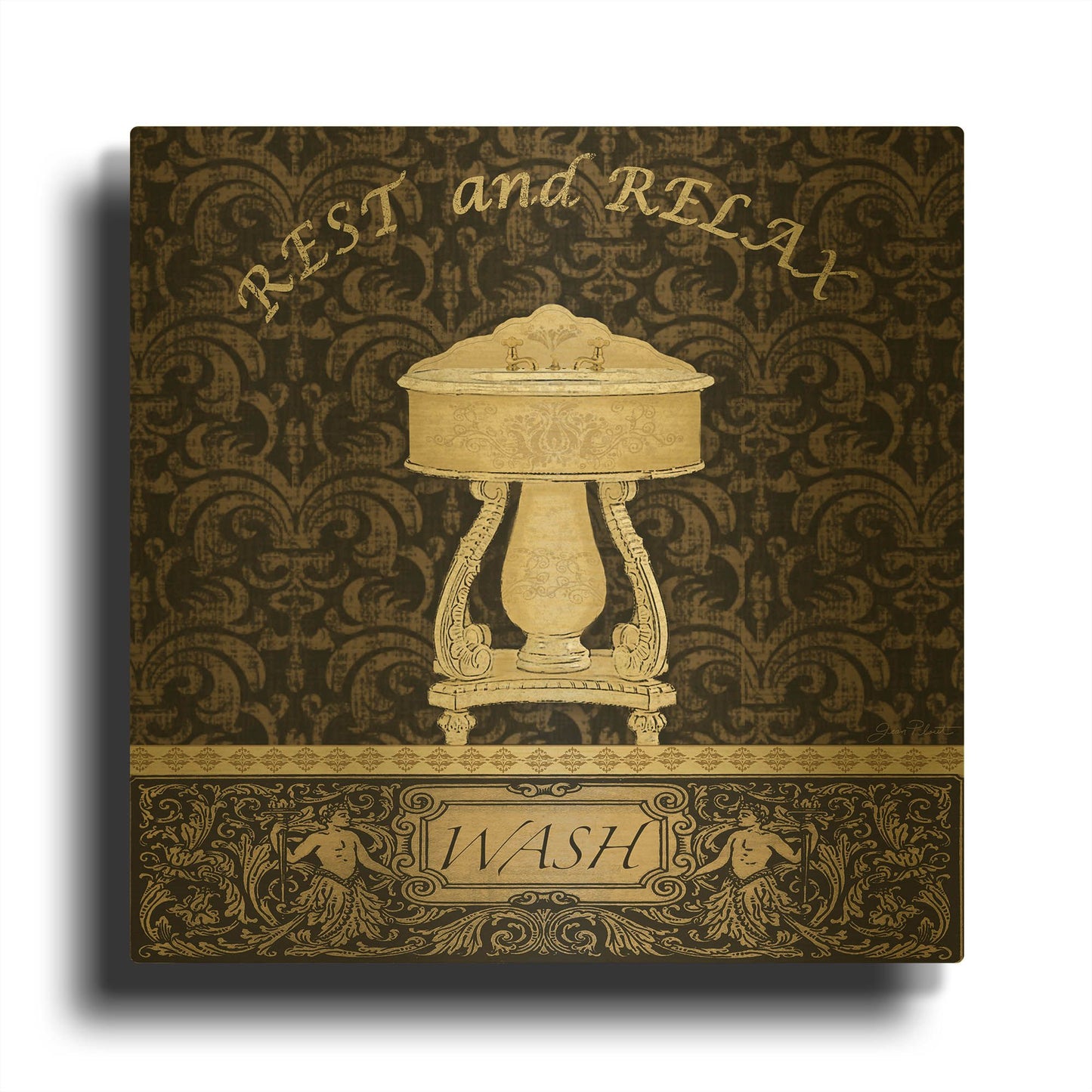 'Sink A' By Jean Plout Gold Metal Wall Art