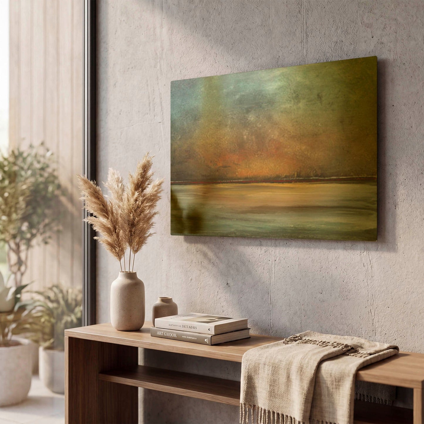 'Soothing Sunset Landscape' By Jean Plout Gold Metal Wall Art