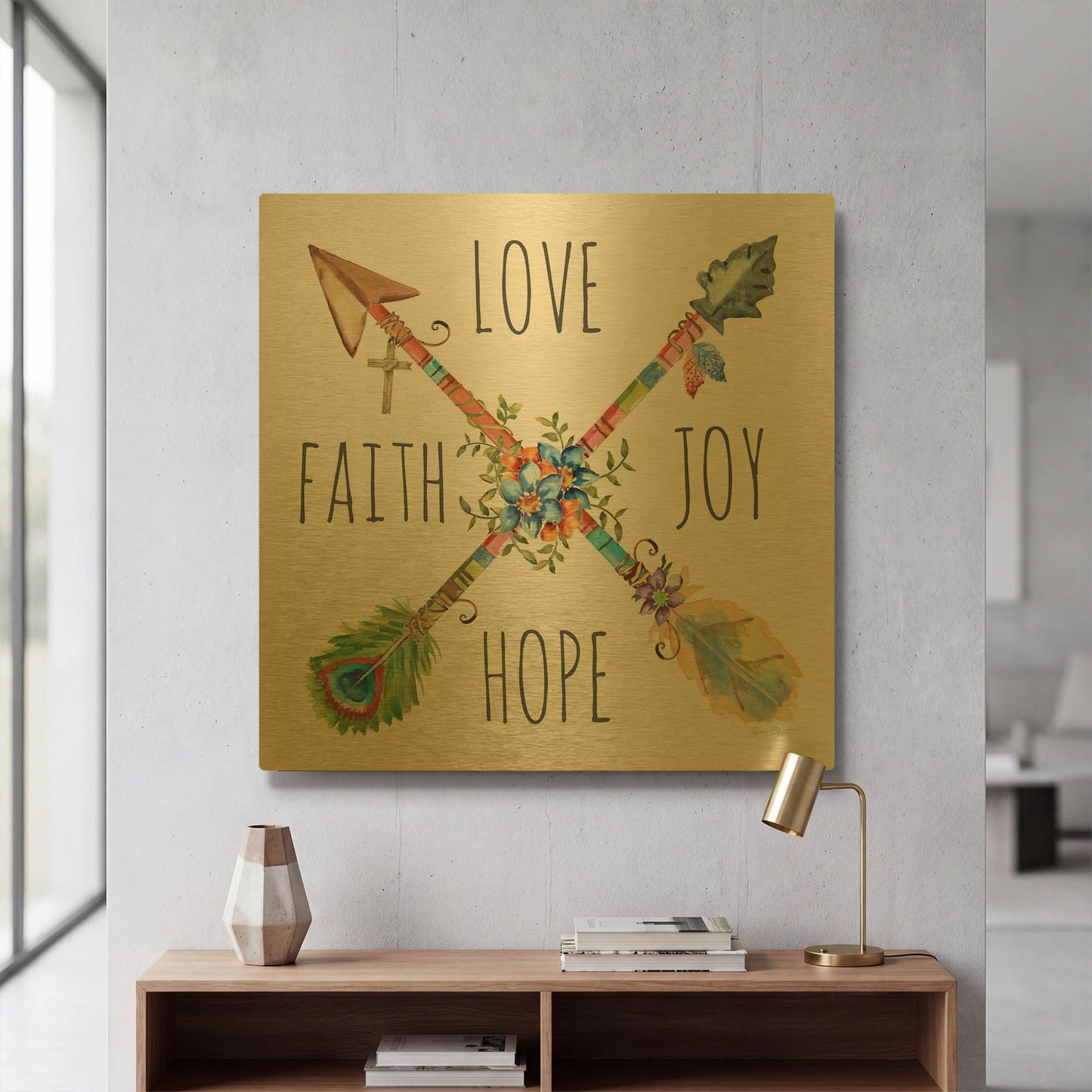 'Spiritual Arrows B' By Jean Plout Gold Metal Wall Art