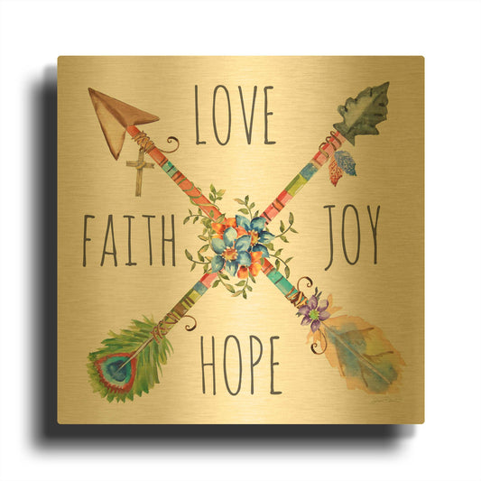 'Spiritual Arrows B' By Jean Plout Gold Metal Wall Art