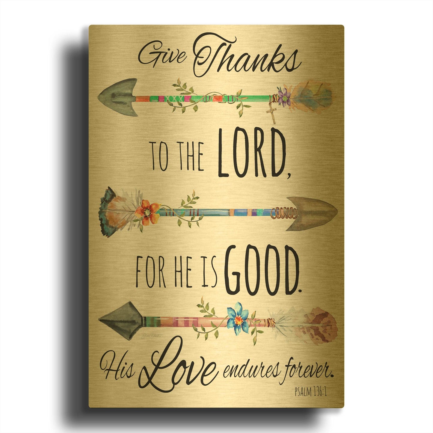 'Spiritual Arrows D' By Jean Plout Gold Metal Wall Art