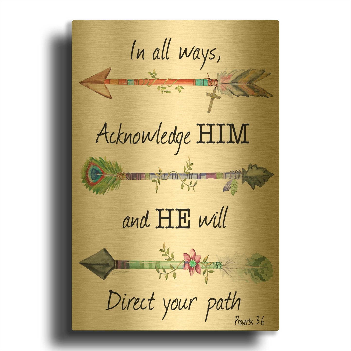 'Spiritual Arrows E' By Jean Plout Gold Metal Wall Art