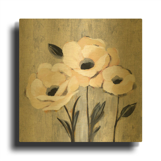 'Graphic Floral I' By Silvia Vassileva Gold Metal Wall Art