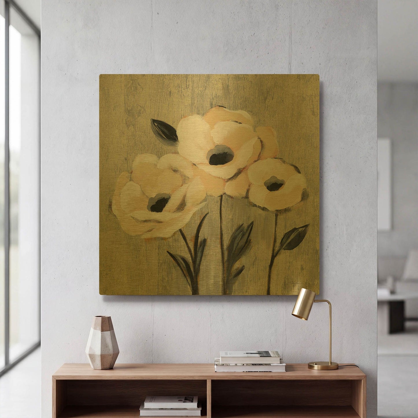 'Graphic Floral I' By Silvia Vassileva Gold Metal Wall Art