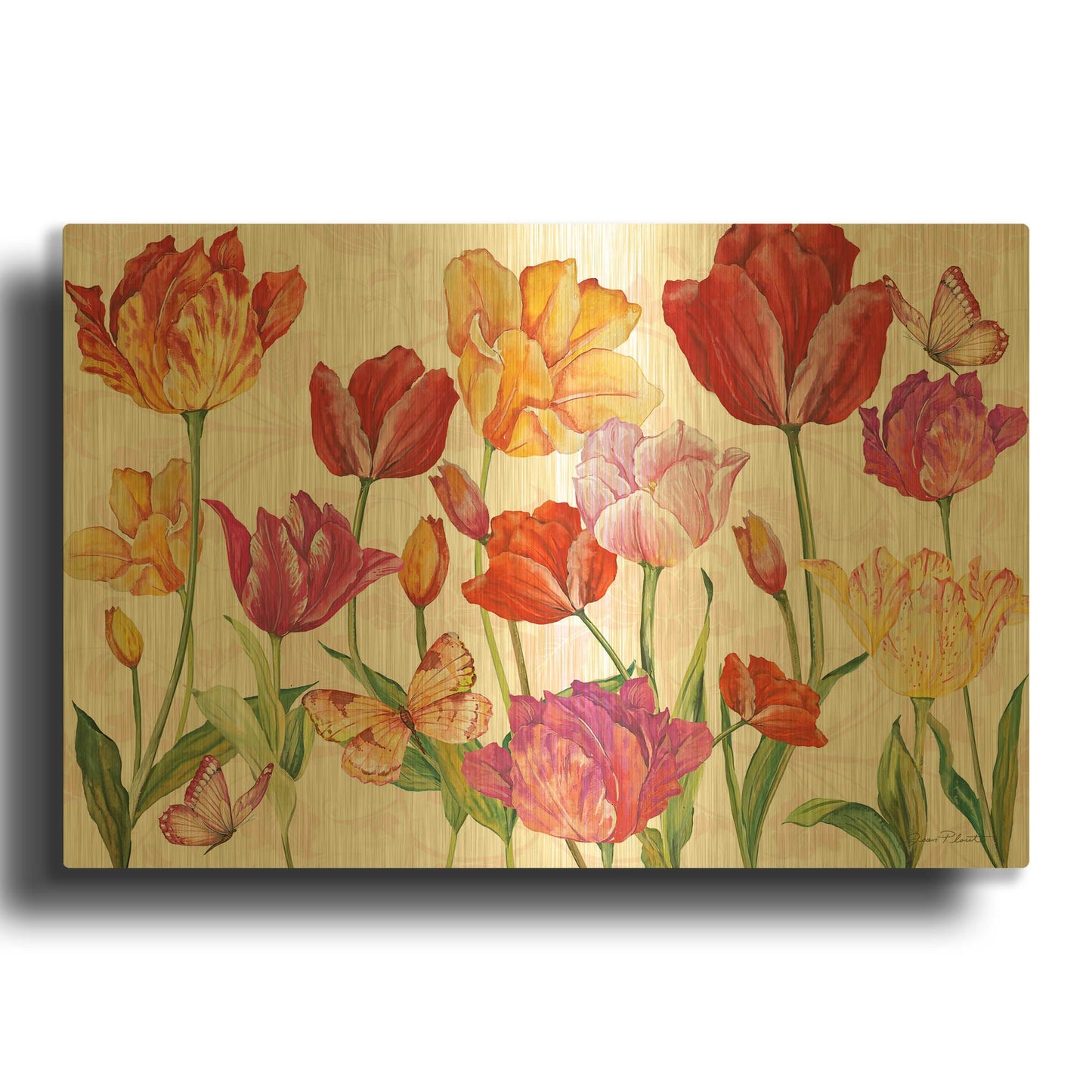 'Springtime Botanicals A' By Jean Plout Gold Metal Wall Art