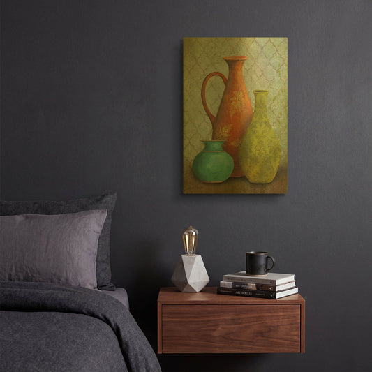 'Still Life Vases' By Jean Plout Gold Metal Wall Art