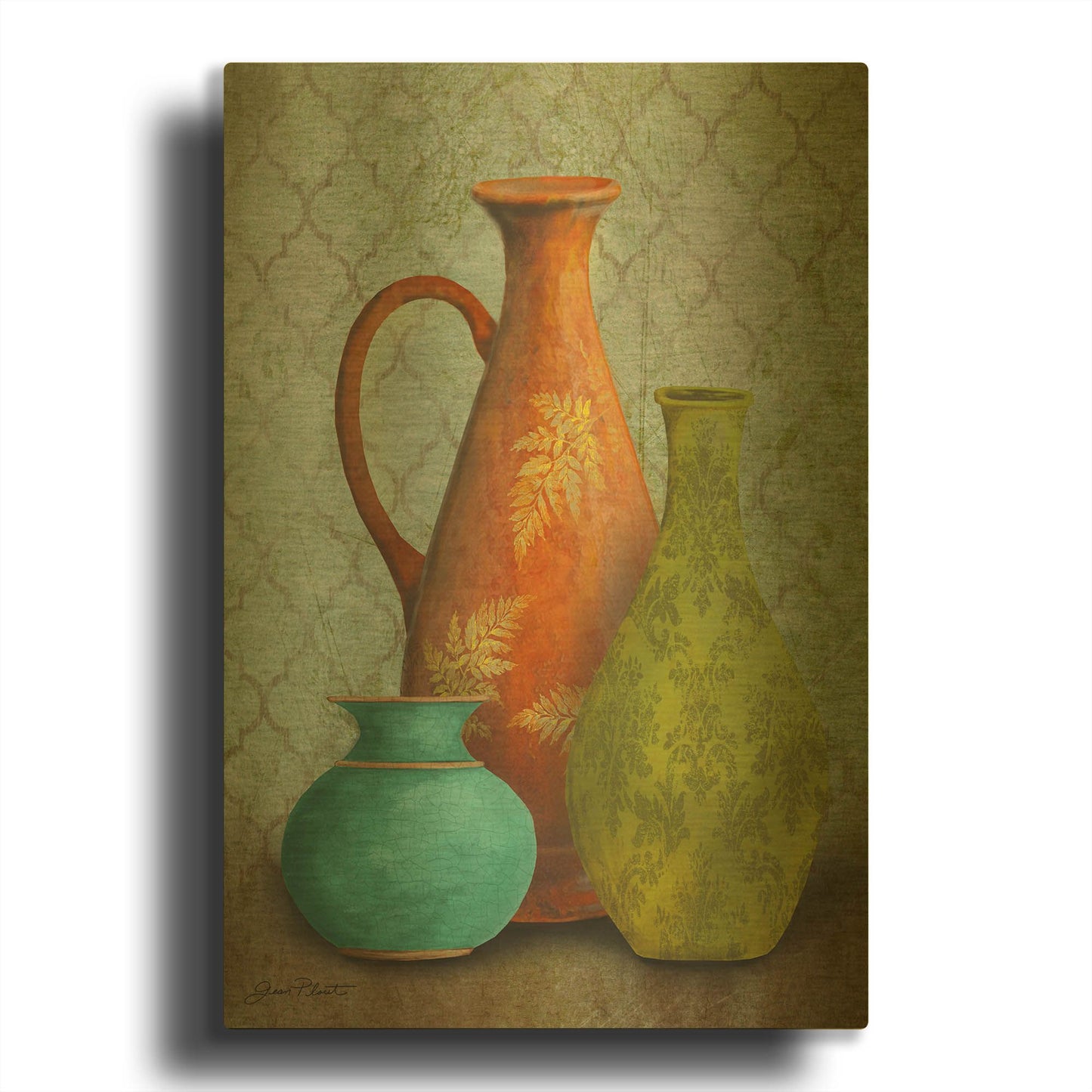 'Still Life Vases' By Jean Plout Gold Metal Wall Art