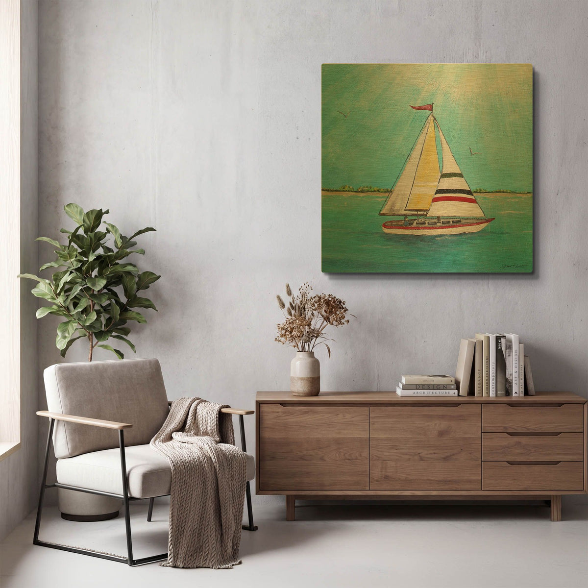 'Summer Breeze D' By Jean Plout Gold Metal Wall Art