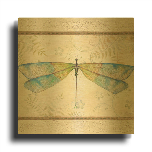 'Summer Dragonfly 1' By Jean Plout Gold Metal Wall Art