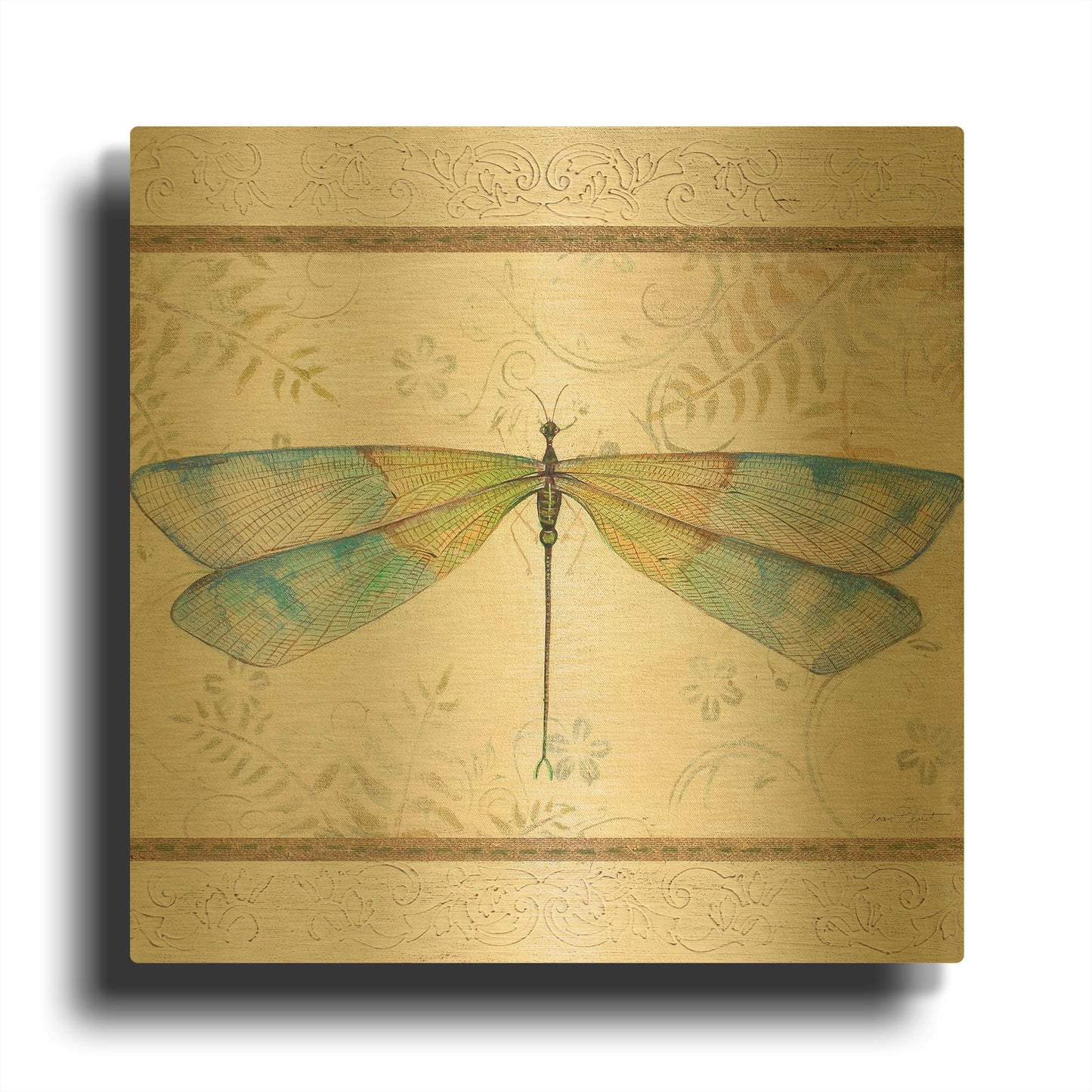 'Summer Dragonfly 1' By Jean Plout Gold Metal Wall Art