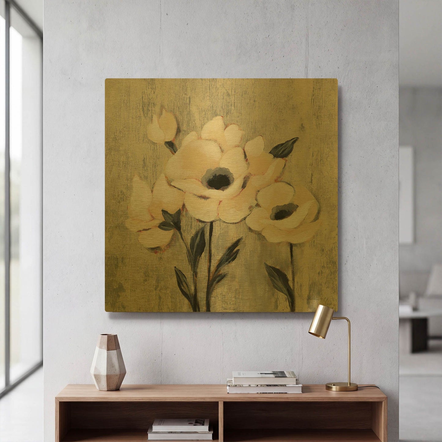 'Graphic Floral II' By Silvia Vassileva Gold Metal Wall Art