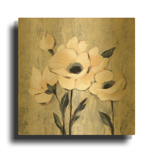 'Graphic Floral II' By Silvia Vassileva Gold Metal Wall Art