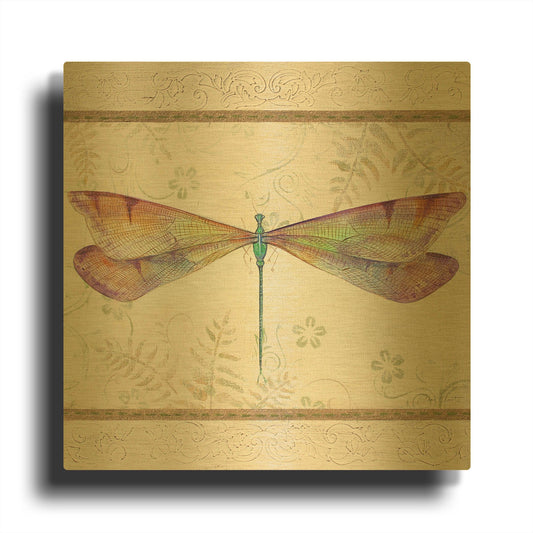 'Summer Dragonfly 2' By Jean Plout Gold Metal Wall Art